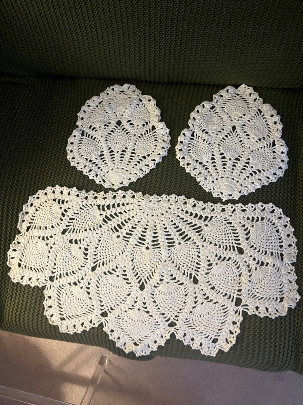 Vintage Antique Hand Crafted Crochet Doily Set -Natural Cream Color